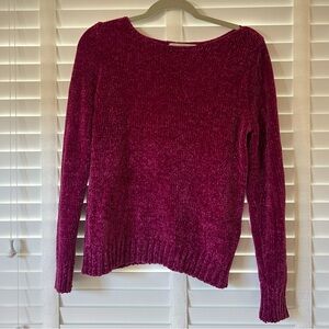 LOFT Sweater Chenille Fuschia Pink Purple Small